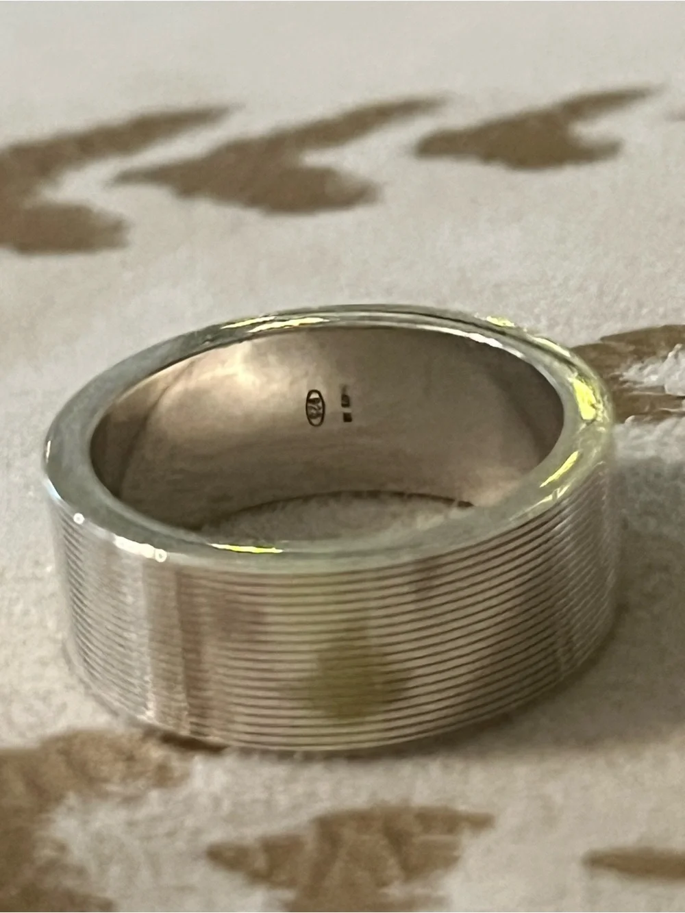 Gucci Silver Engraved Logo Band Ring